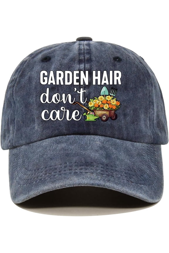 Garden Hair Don't Care Distressed Washed Blue Baseball Cap, Vintage Adjustable Cotton Cap,Birthday Thank You Gifts for Gardeners, Gardening Gifts for Women Men Garden Lover Plant Lover