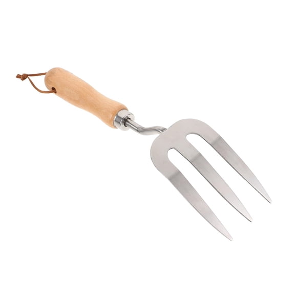 Garden Hand Fork, Hand Weeding Fork with Sharp Tine for Easy Uprooting Large Weeds, Stainless Steel Garden Fork, Comfortable Grip Wood Handle Hand Fork for Fast Weeding, Loosening Soil and Composting