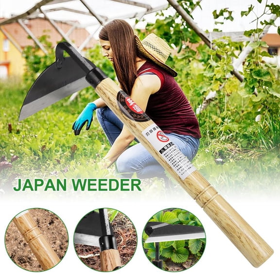 Garden Hand Hoe, T and L Shaped Scythe Weeding Tool with Composite Steel Blade, 13x33cm Multi-Function Digging Weeding Tool