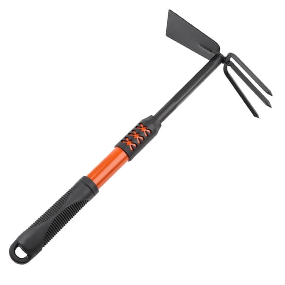 Garden Hand Tiller Cultivator Tool, Metal Hoe with Ergonomic Handle for Digging Weeding Soil Breaking, Portable Gardening Rake for Vegetable Farming Flower Beds