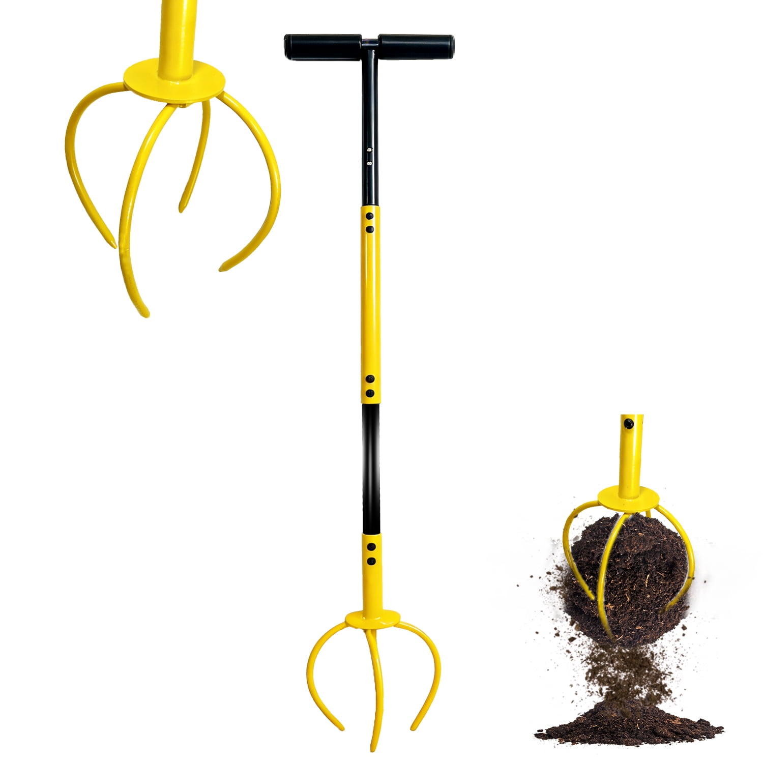 Garden Hand Tiller with Ergonomic Handle, Steel Cultivator Tiller Lawn Aerator Soil Lossener Manual Twist Tiller for Gardening