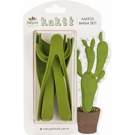 Garden Hand Transplanting Set of 4 pc Succulent Cacti Cactus Tools ature Planting, Set for Fairy Garden, Potting, Houseplant, Bonsai Tools, Bonsai Kit, Shovel, Thong (Grey)