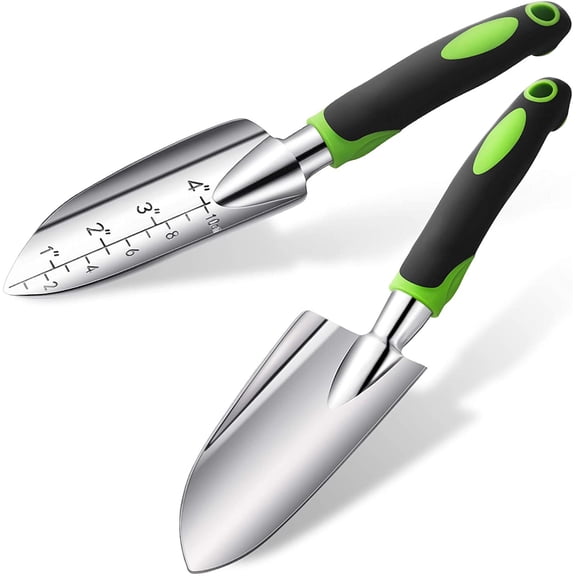 Garden Hand Trowel Transplant Trowel with Measurements Aluminum Alloy Planting Tools with Rubber Handle Small Gardening Hand Tools Shovels for