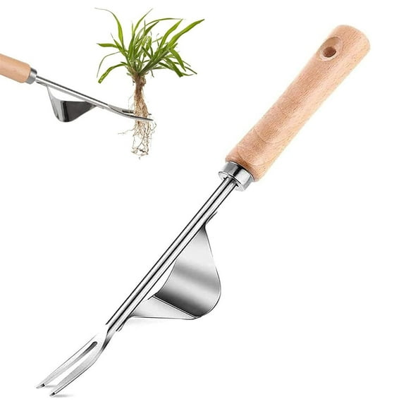Garden Hand Weeder,Bexikou 1 Pack Stainless Steel Dandelion Remover Tool,Manual Weeder Puller Tool with Wooden Handle, Bend-Proof Garden Weeding Tool for Lawn Yard