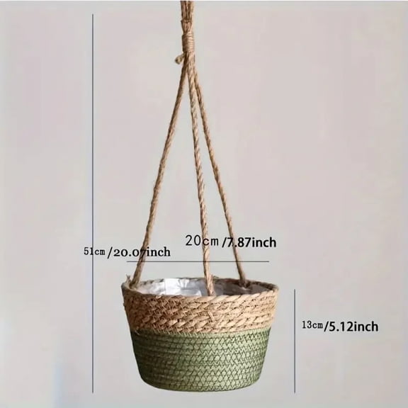Garden Hanging Planter Macrame Plant Storage Basket Jute Rope Handicraft Woven Indoor Outdoor Flower Pot Holder Plant Home Decor
