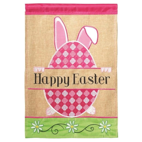 Magnolia Gardens 1083 13 x 18 in. Double Applique Garden Flag Happy Easter Polyester Garden Flag