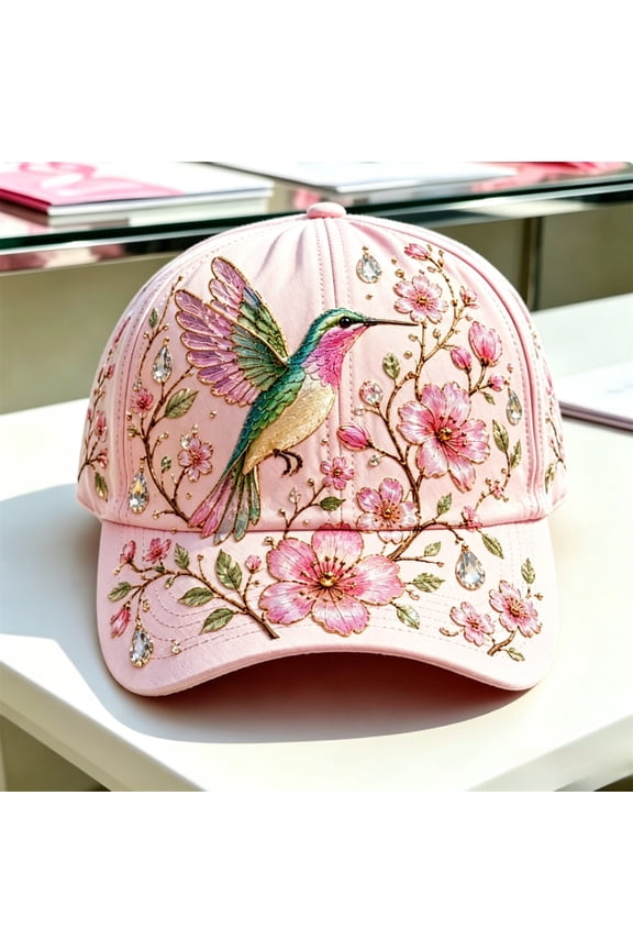 Garden Hat, The Garden Morning 2026 Floral Print Baseball Cap, Adjustable Cotton Hummingbird Flowers Hat for Women, General and Outdoor Sun Protection