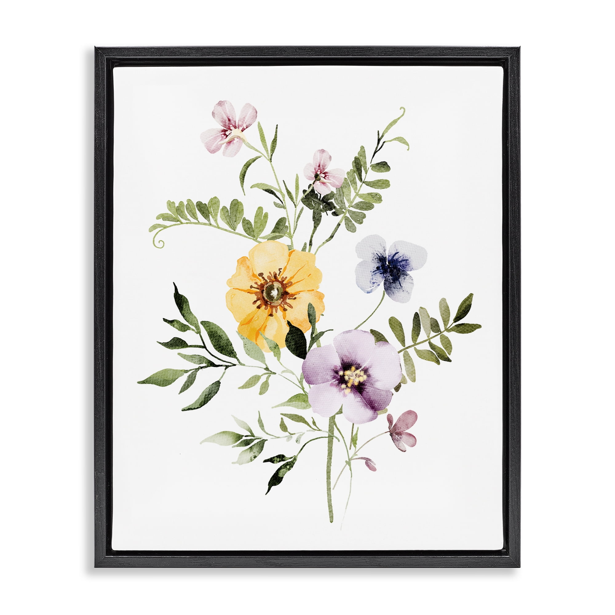 Garden Herbs Blooming Black Framed Floater Canvas Wall Art, design by Lettered and Lined