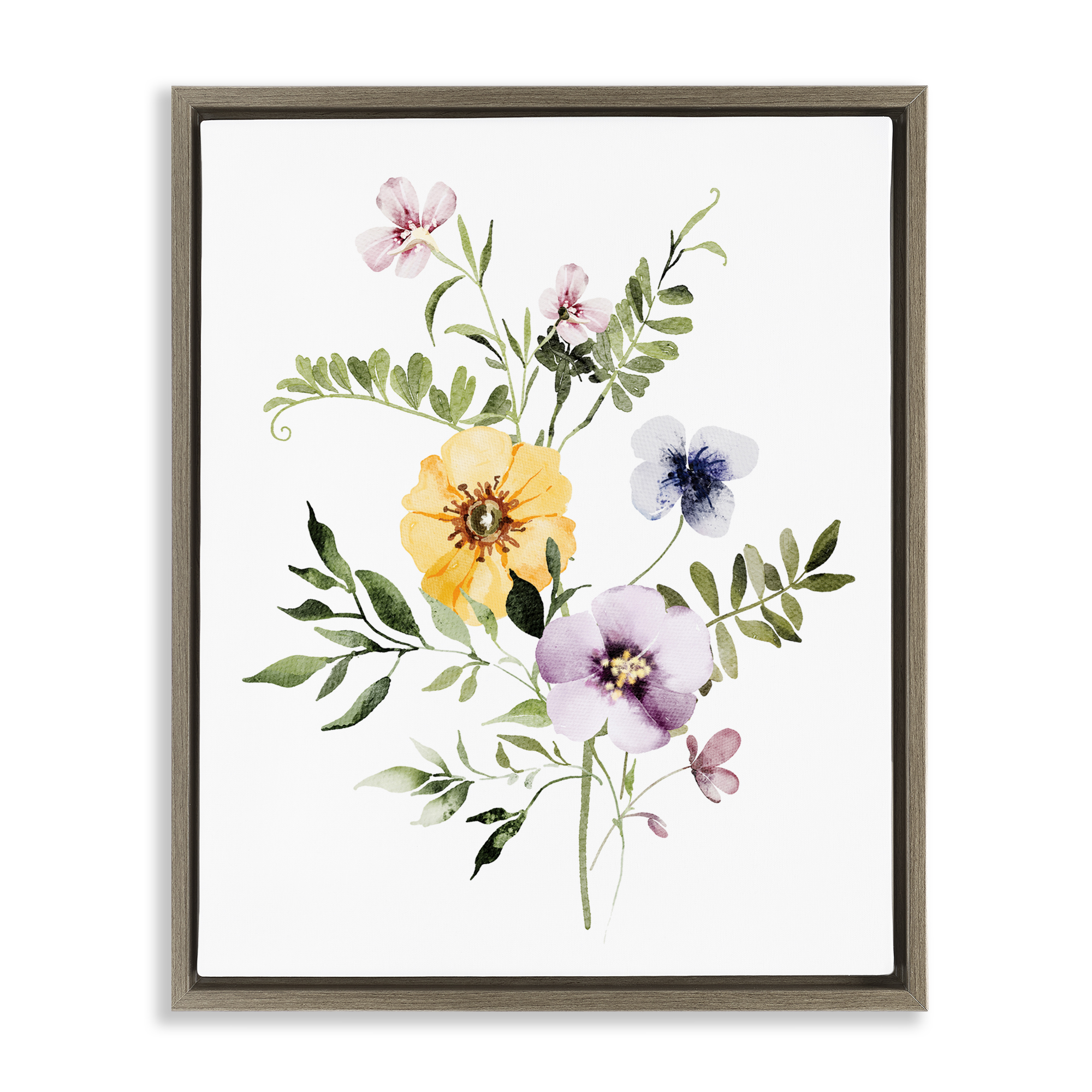 Garden Herbs Blooming Brown Framed Floater Canvas Wall Art, design by Lettered and Lined