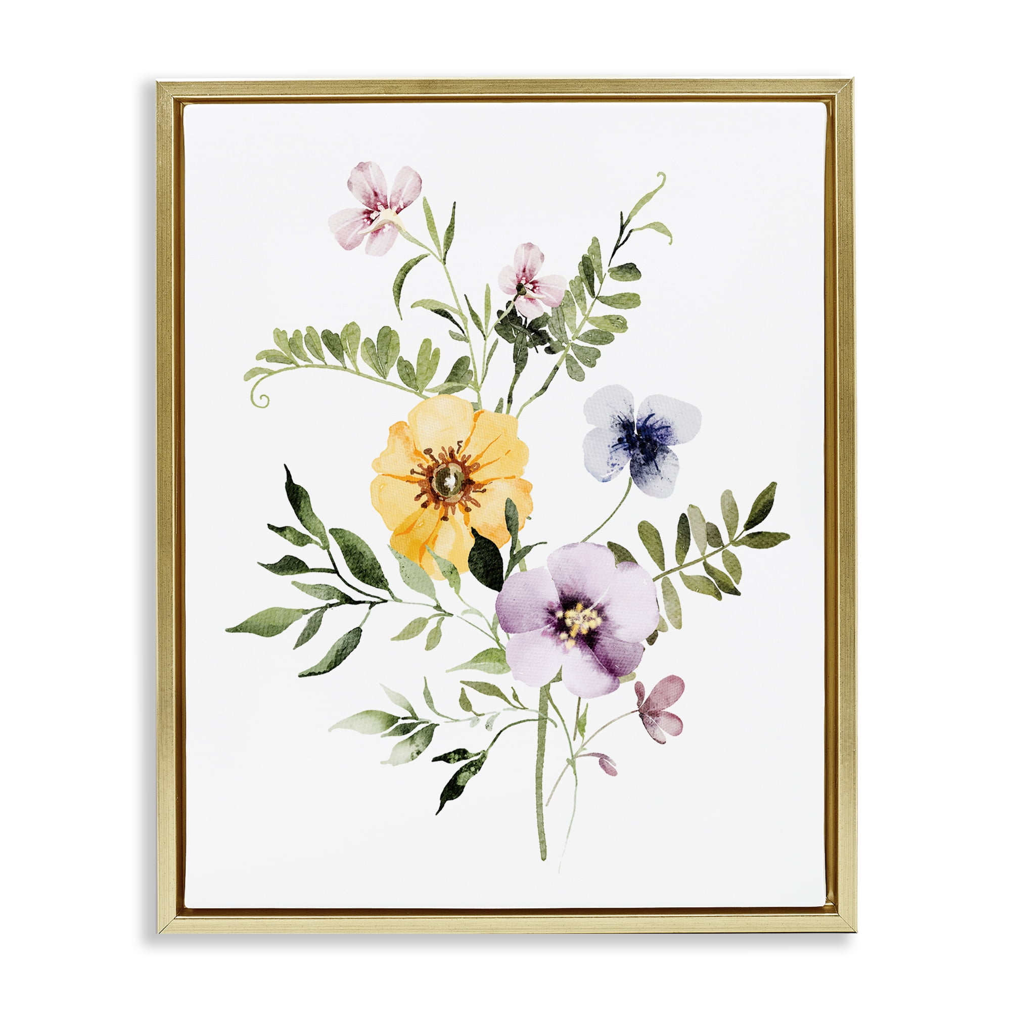 Garden Herbs Blooming Gold Framed Floater Canvas Wall Art, design by Lettered and Lined