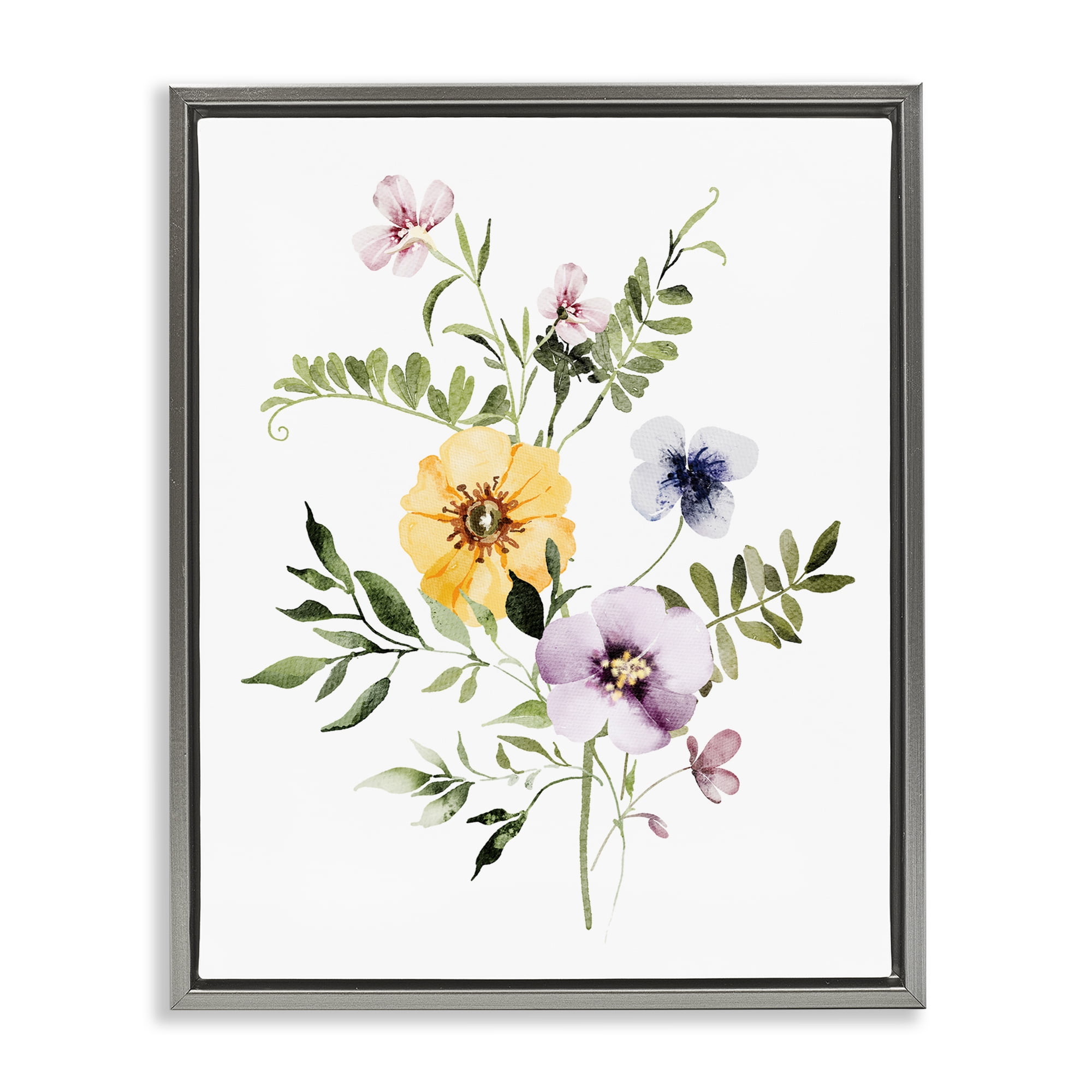 Garden Herbs Blooming Gray Framed Floater Canvas Wall Art, design by Lettered and Lined