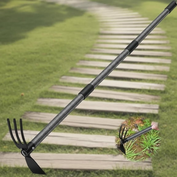 Garden Hoe, 2 in 1 Hand Hoe Garden Tools, Long Handle, Garden Hoe and Cultivator for Weeding Cultivating Planting, Hand Rake Tiller for Gardening, Loosening Soil