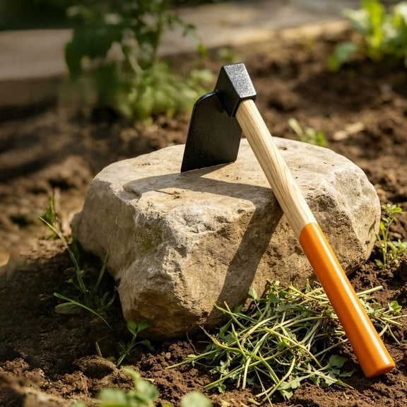 Garden Hoe with Extended Birch Handle - Ergonomic Syouthproof Grip, Manganese Steel Blade, Rust-Proof Coating, Multi-Functional Weeding Tool for Planting Vegetables, Orange, JASKFLY