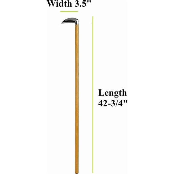 Garden Hoe Long Handle 42-3/4" Heavy Duty Japanese Stainless Steel, Made in JAPAN, Weeding Sickle Tool, Stand Up Weeder Hand Tool