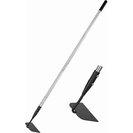 Garden Hoe, Long Handle Hoe Tool with Non-Slip Silicone Cover, 56-Inch Stainless Steel Handle, Heavy Duty Durable Blade, for Digging Looning Weeding Planting