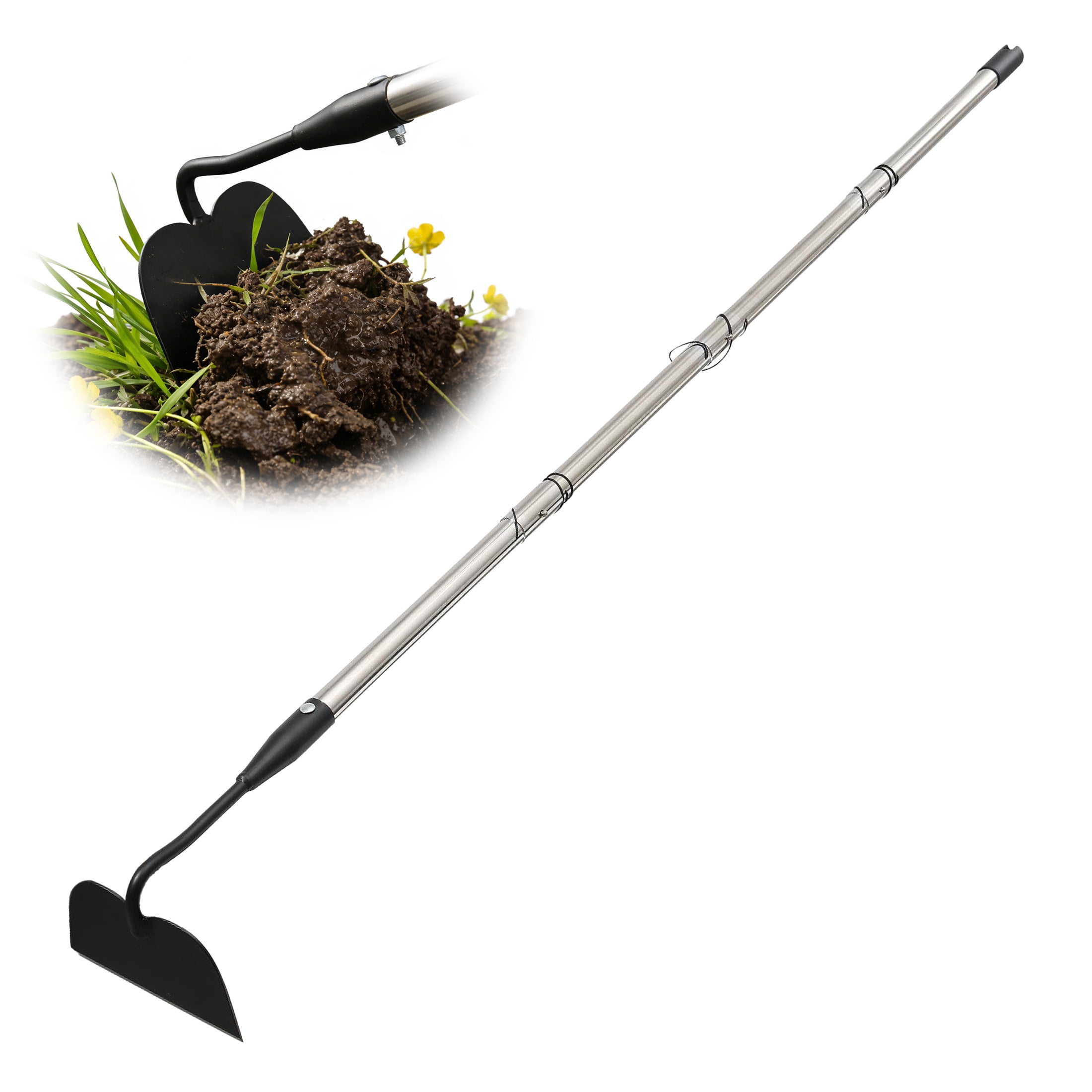 FENHRTVM Garden Hoe 75in Lightweight Hoe Garden Tool for Weeding,Loosening Soil,Spreading,Silver