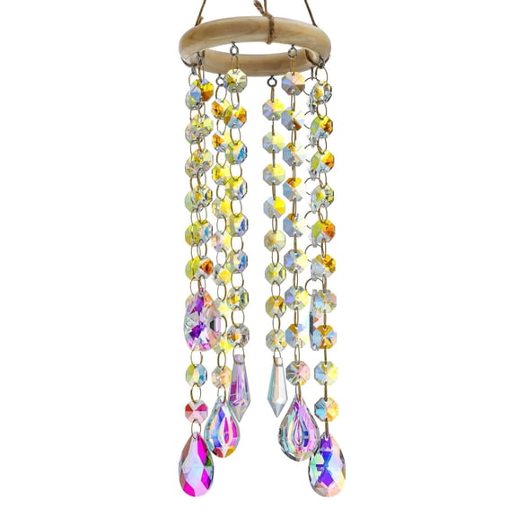 Garden Home Hanging Decoration, Colorful Rainbow Maker Indoor Outdoor Patio Yard Tree Window Ornament, Vibrant Light Catcher with Reflective Crystals for Home Garden Decor