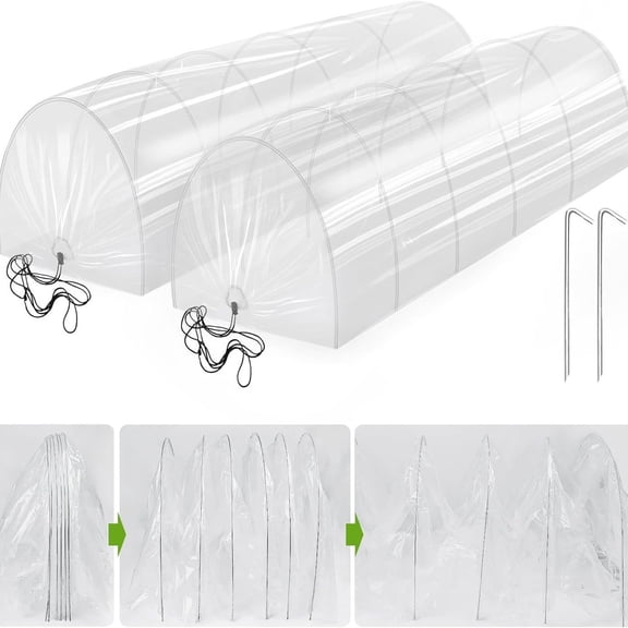 Garden Hoop Tunnel Greenhouse Waterproof Cover Frost Resistant Grow Tunnel Winter Plant Protection Tent for Outdoor Garden Yard Vegetable Seedling