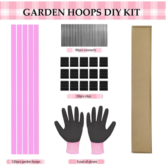 Garden Hoops 120pcs, Greenhouse Hoops for 1-3.5ft Wide Raised Bed, 30 Sets of 5.6ft Long Super Bendable Fiberglass Rods, Raised Planter Box Kit and Mini Greenhouse for Row Cover (S Size)