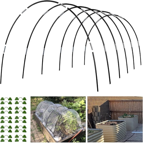 Garden Hoops Grow Tunnel, 6 Sets of 7FT Greenhouse for Raised Beds, Rust-Proof Fiberglass Frame Netting, Small Kit, Shade Cloth, Plant Row Covers, 30pcs