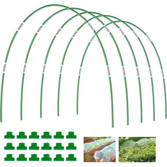 Garden Hoops for Raised Beds, 25pcs (5 Sets of 7ft) Fiberglass Hoops with PVC Coating, DIY Greenhouse Tunnel for Row Cover, Bird Netting & Plant Protection, Extend Growing Season