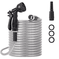thumbnail image 1 of Garden Hose 100 FT,304 Stainless Steel Heavy Duty Water Hose with 7 Function Nozzles No-Kink Rust Proof for Yard Outdoor, 1 of 7
