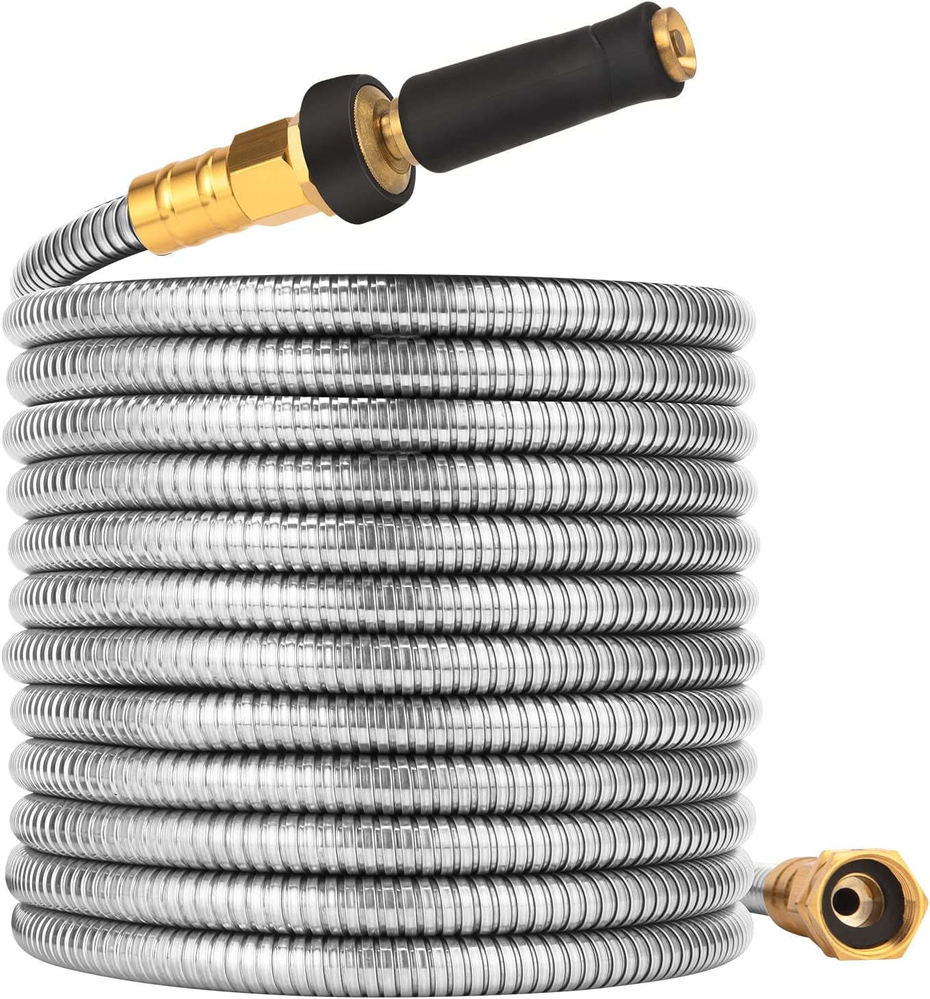 Garden Hose 100 FT, Heavy Duty 304 Stainless Steel Flexible Water Hose, No-Kink, No Bite, Expandable Water Hose for Yard, RV, Car