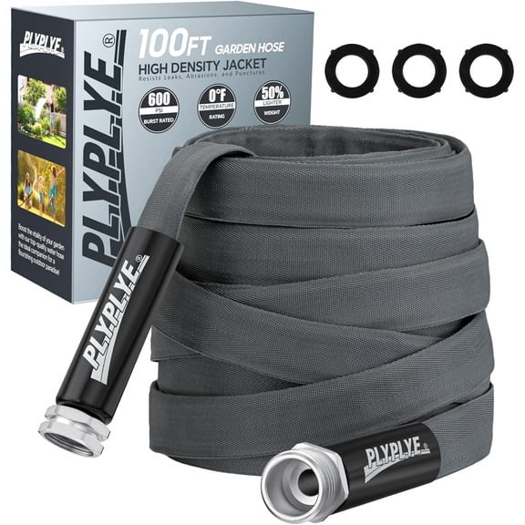 Garden Hose 100 Feet, TPU Material, Lightweight and Flexible, Non-Shrinking, Drinking Water Safe, All-Weather, Black and Gray