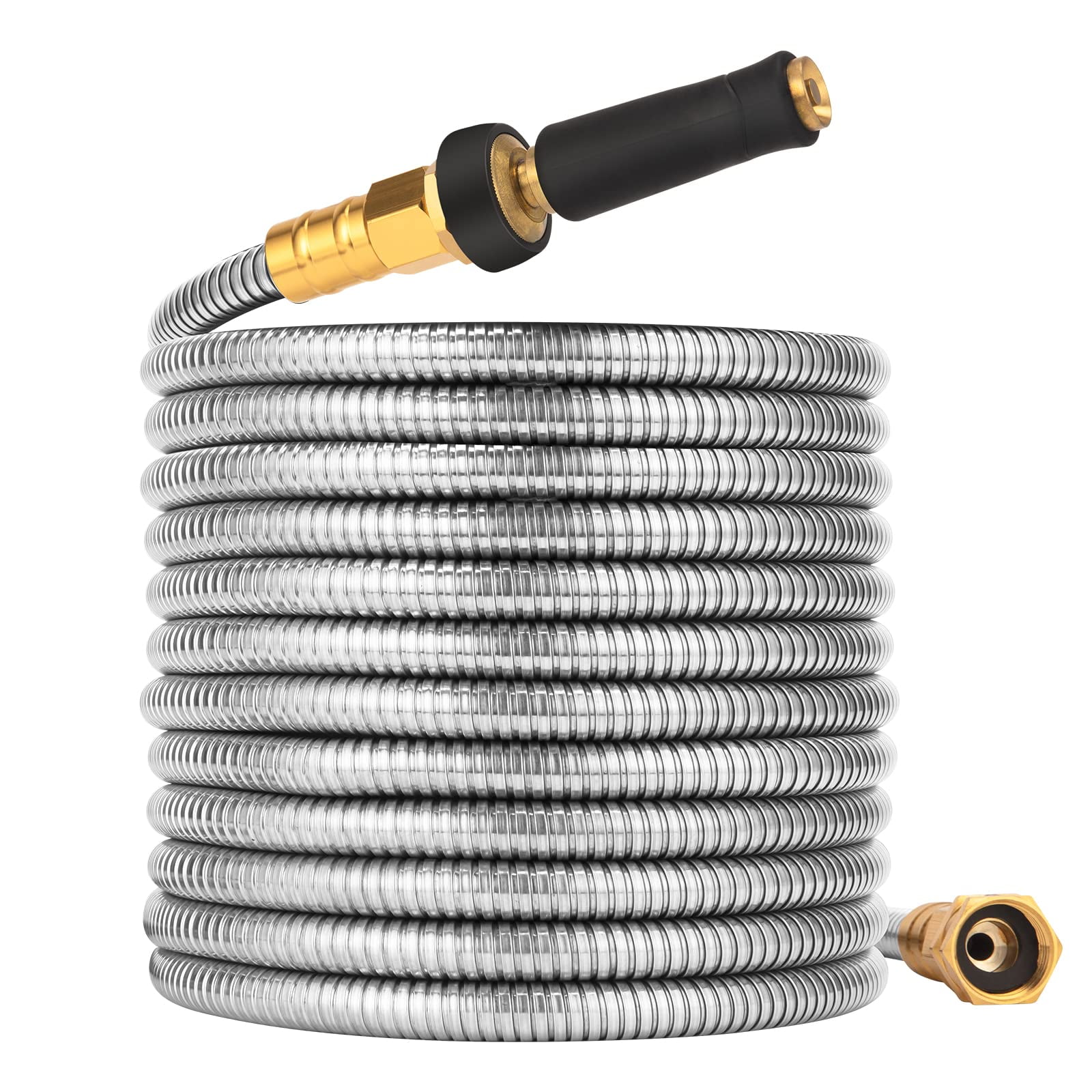 Garden Hose 100 Ft  Heavy Duty 304 Stainless Steel Flexible Water No-kink No Bite Expandable For Yard Rv Car