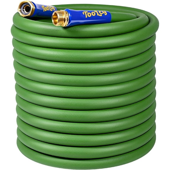 Garden Hose 100 ft, 5/8'' Water Hose - Durable, Heavy Duty, All-weather, Lightweight Gardening Hose with Swivel Fittings for Yard, Outdoor, Lawn (Green)