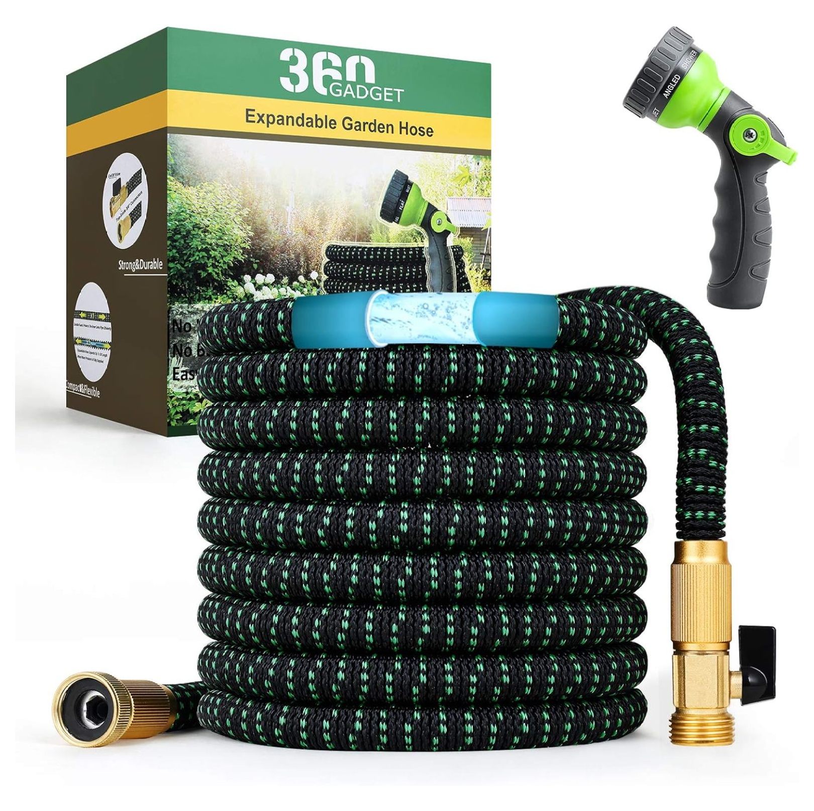 Garden Hose 100 ft Water Flexible Hoses with 3/4" Brass Fittings and 8
