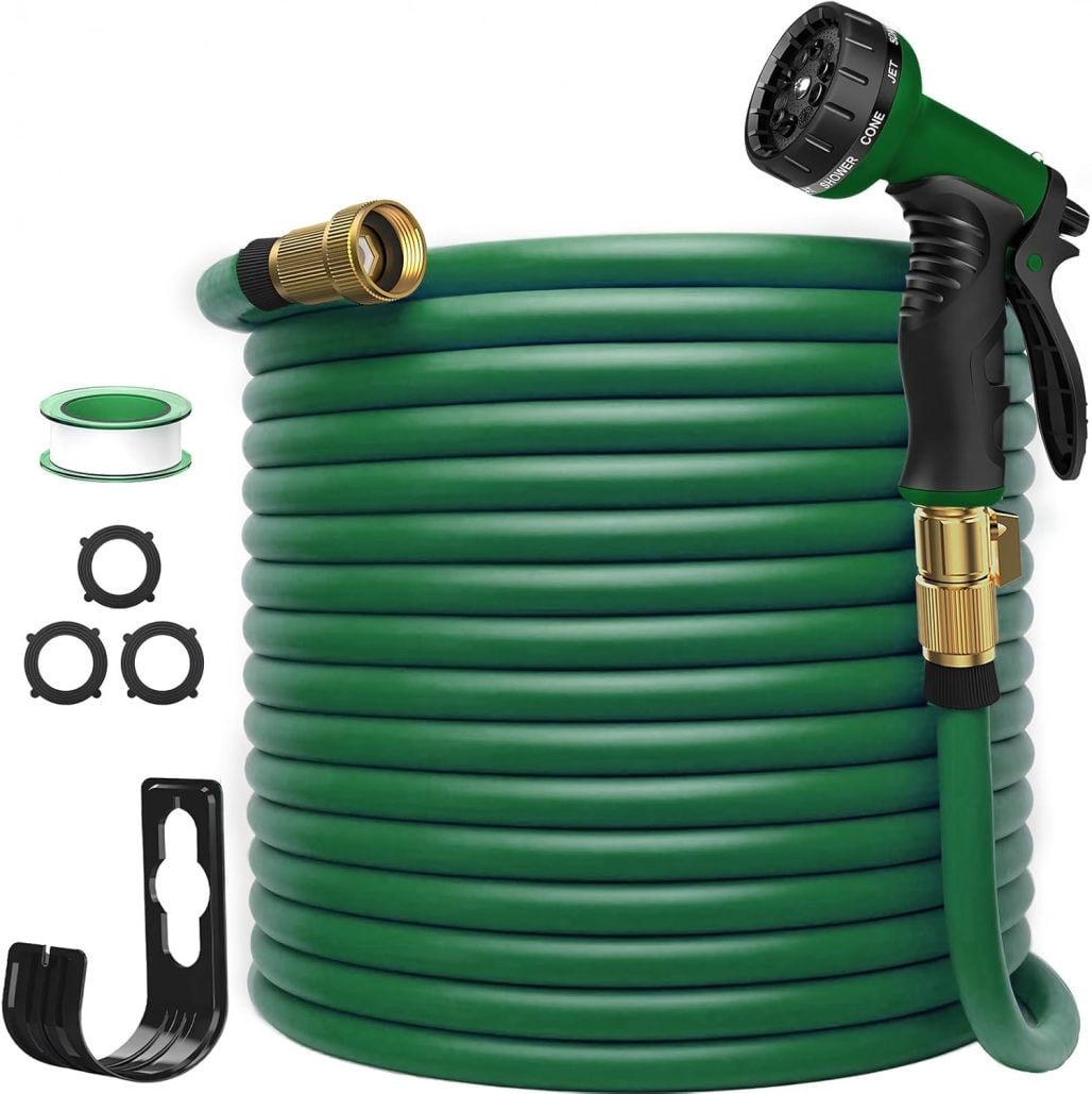 Pattern Hose Garden Hose 100FT, Lightweight & Flexible Water Hose with 10-Pattern ...