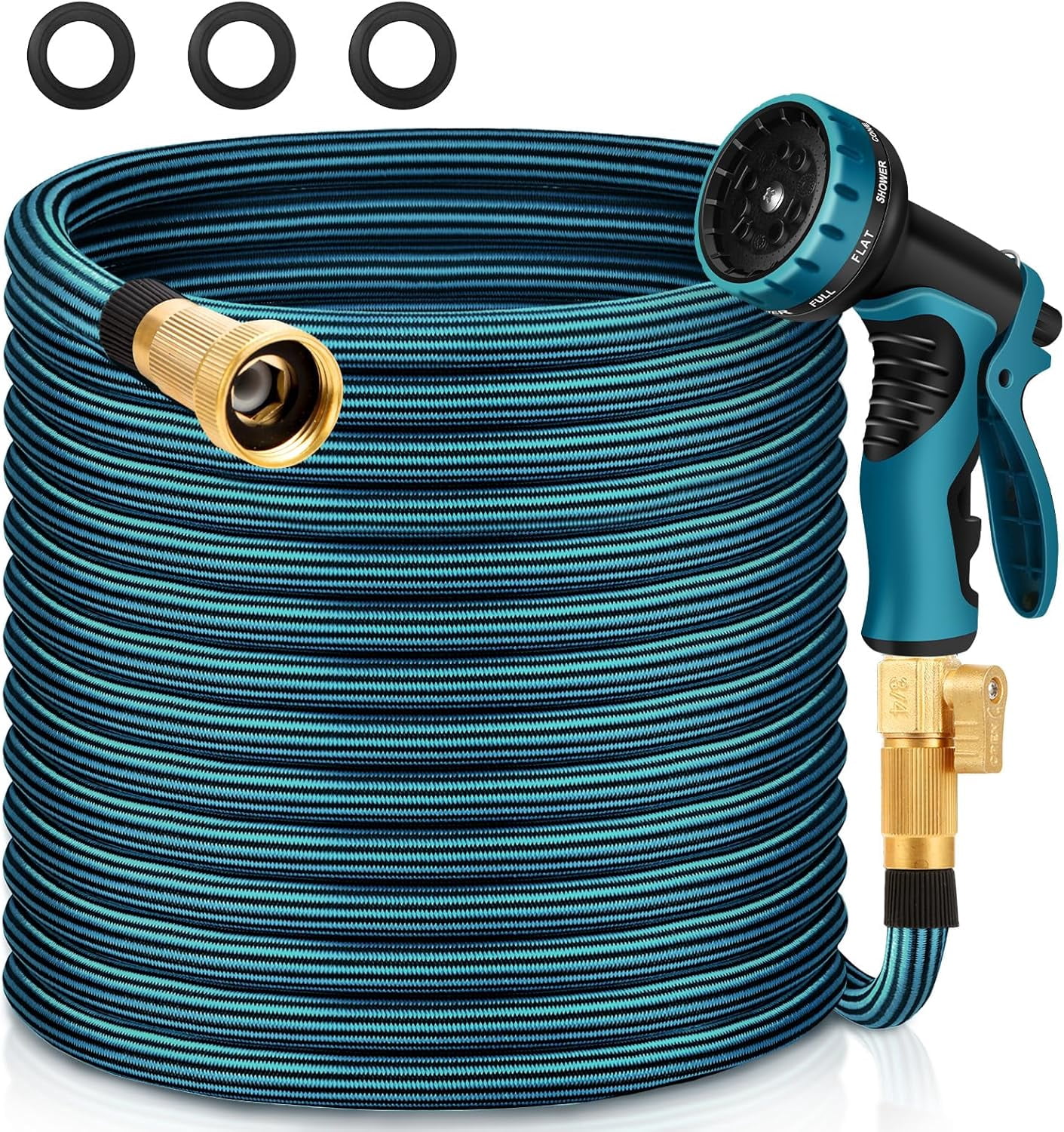 Garden Hose 100FT Non-Expandable Water Lightweight Flexible Kink-Free Leak-Proof Outdoor Portable Watering Pipe for Yard Lawn Camper Outside Durable Fabric with 3/4 Inch Brass Fittings