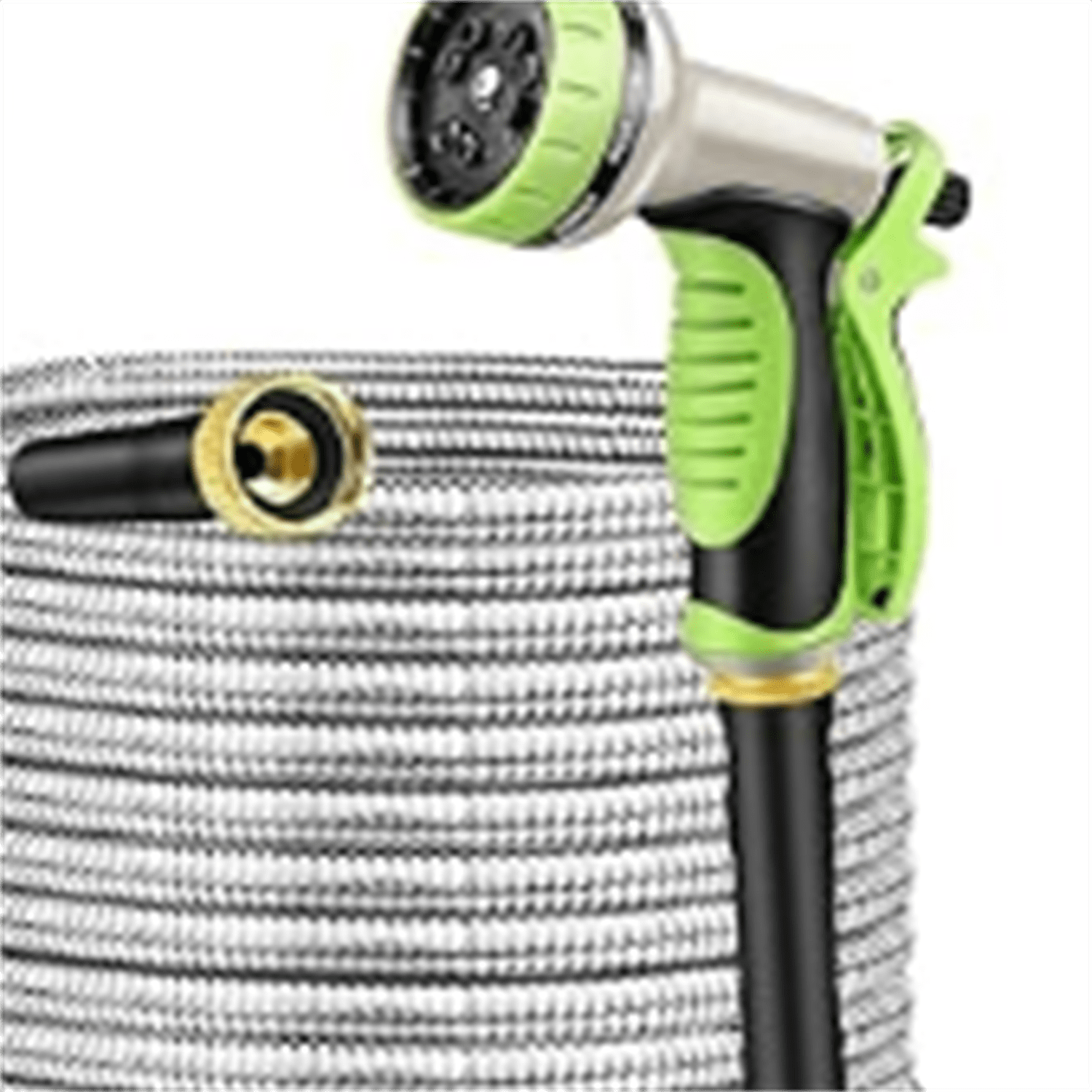 Garden Hose 100FT, Stainless Steel Heavy Duty Water Hose With 10 Function Nozzle, No-Kink, Tough & Flexible, Sturdy and Lightweight, Rust Proof for Yard, Outdoor, RV