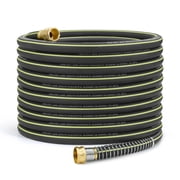 Lightweight Rubber Garden Hose 100 ft, 5/8" Hybrid Rubber Hose with Solid Brass Fitting, Water Hose Pipe for Outdoor, Cleaning & Washing