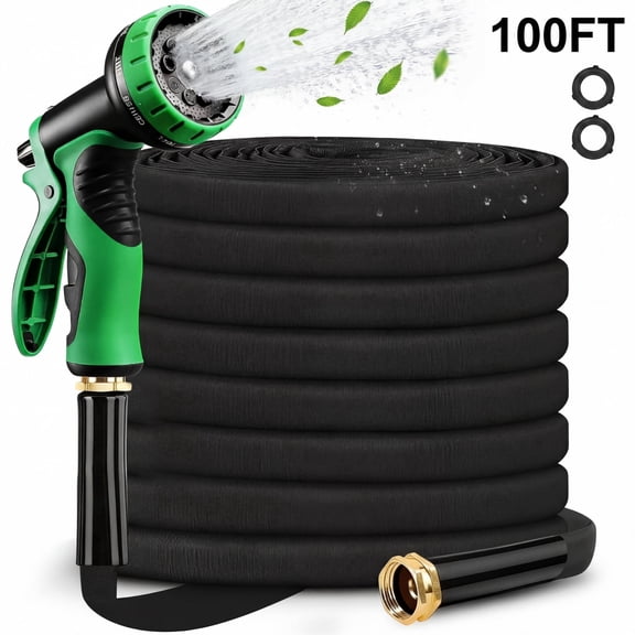 Garden Hose 100ft,Non-Expanding,Lightweight Flexible Ultra-Light Water Hose, No-Knots, Portable, Wear-Resistant, Sturdy, Flexible,Water Hose for Yard, Garden