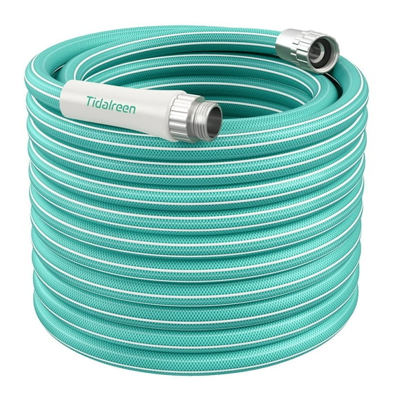 Garden Hose 100ft x 5/8", Heavy Duty Water Hose, Lightweight, No-Kink, Leak Free, Flexible Hybrid Hose, Male to Female Solid Aluminum Fittings(Green)