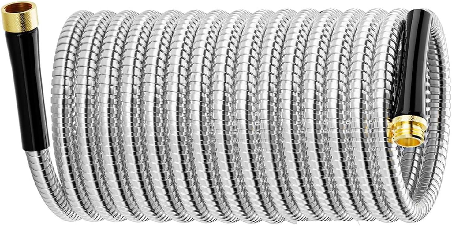 Garden Hose 15FT, Metal Water Hose Flexible and Lightweight, Heavy Duty