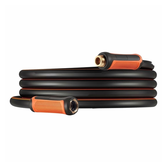 Garden Hose 25ft 5/8in Heavy Duty Rubber Water Hose, 150/600 PSI, Non-Kink, 3/4" Fitting, Lightweight for Yard, Garden & Car Washing