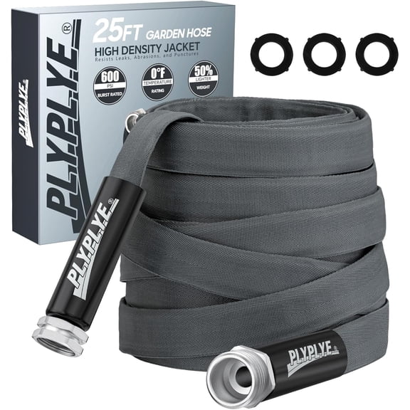 Garden Hose 25ft, Made of TPU(Not PVC), Ultra-Light & Flexible Water Hose, Non-Shrinking, Easy to Store, Drinking Safe Material, All-weather, Black&Gray