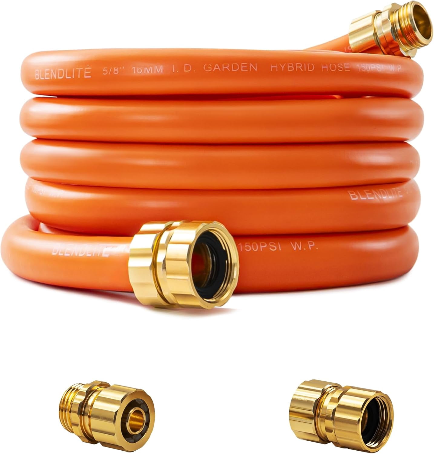 Garden Hose 25ft x 5/8", Custom Length, -40°F to 150°F, All-weather, NO Kink, Flexible, 600 Burst PSI, Leakproof Water Hose with Additional Customizable Solid GHT Fittings