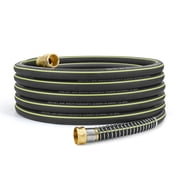 Lightweight Rubber Garden Hose 50 ft, 5/8" Hybrid Rubber Hose with Solid Brass Fitting, Water Hose Pipe for Outdoor, Cleaning & Washing