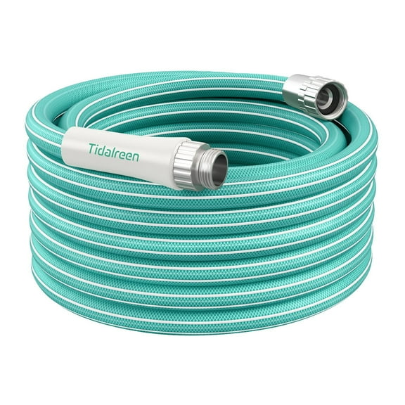 Garden Hose 50ft x 5/8", Heavy Duty Water Hose, Lightweight, No-Kink, Leak Free, Flexible Hybrid Hose, Male to Female Solid Aluminum Fittings(Green)