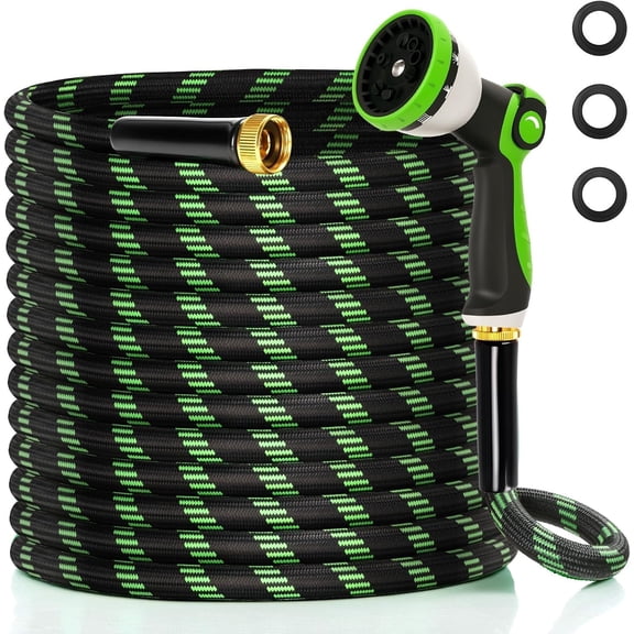 Garden Hose 75 ft Water Hose Flexible Non-Expandable Outdoor Heavy Duty Lightweight Leakproof Kink-free flex Watering Hose Pipe for 3/4 inch Fitting Yard Lawn Outside Car Wash