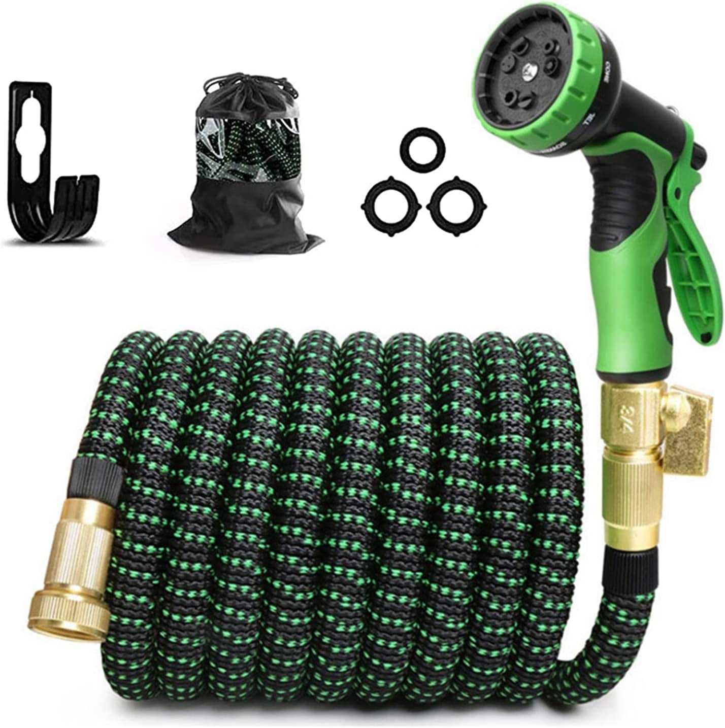 Garden Hose 75ft Expandable Water Hose With 9 Function Spray Nozzle Extra Strength 3750d