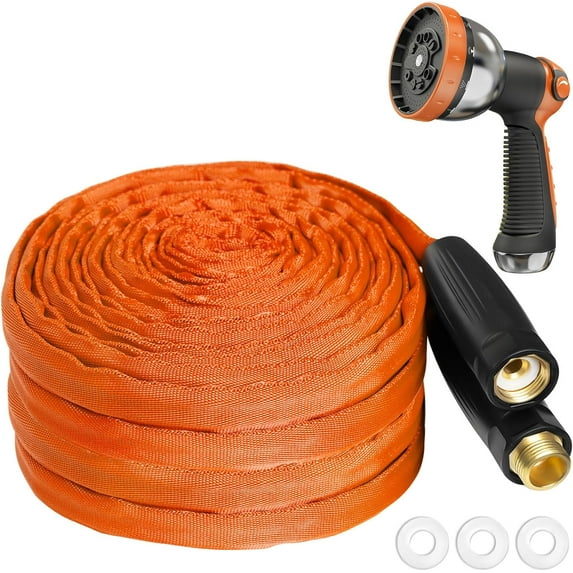 Garden Hose 75ft Made of TPE(Not PVC), with 10 Patterns Sprayer Nozzle, Flexible Water Hose with Swivel-Handle, Solid Brass Fittings, Non-Shrinking, Drinking Water Safe Material, All-weather