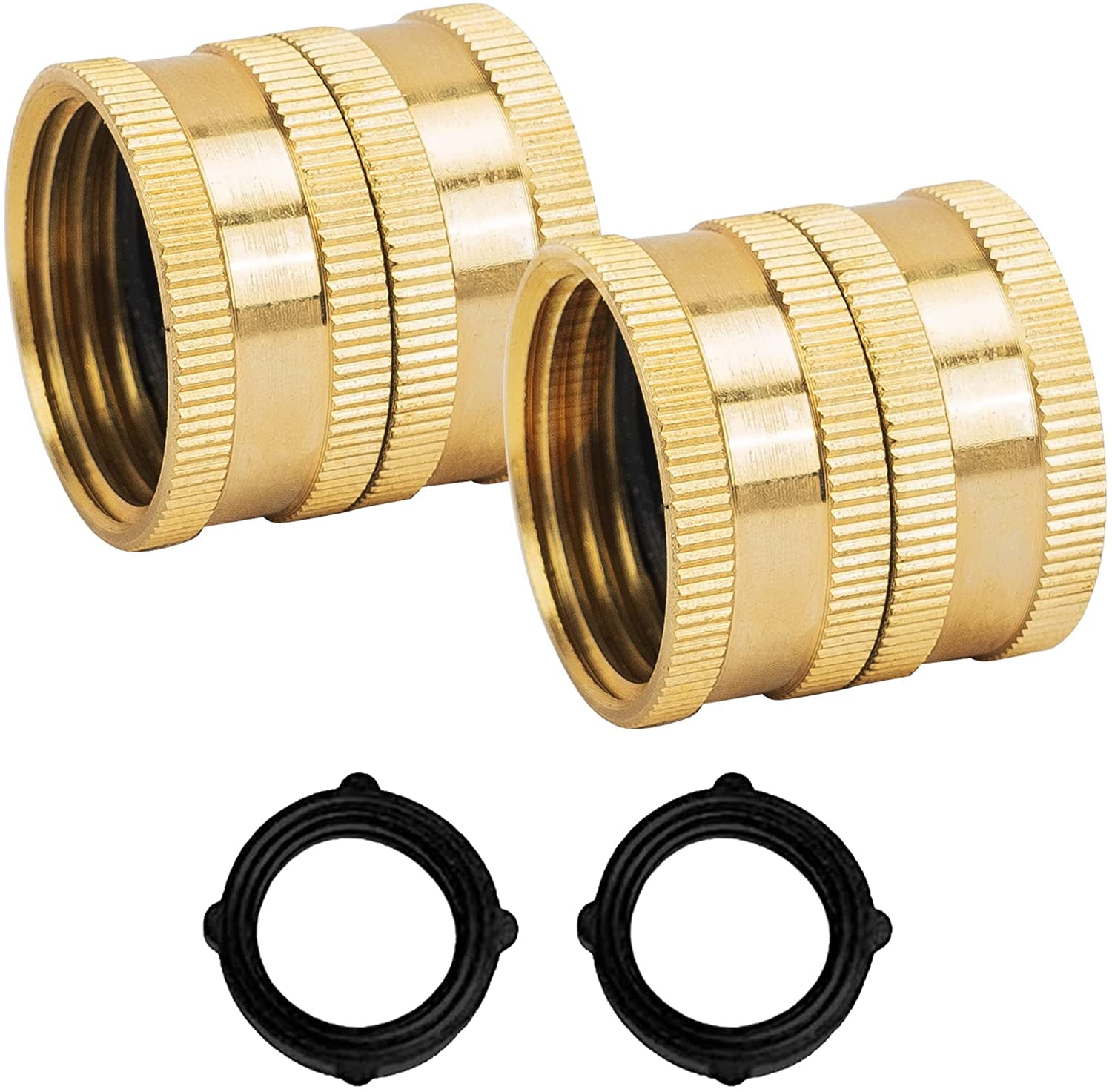 Garden Hose Adapter, 3/4 Inch Solid Brass Connectors, 2 Pack Connector ...