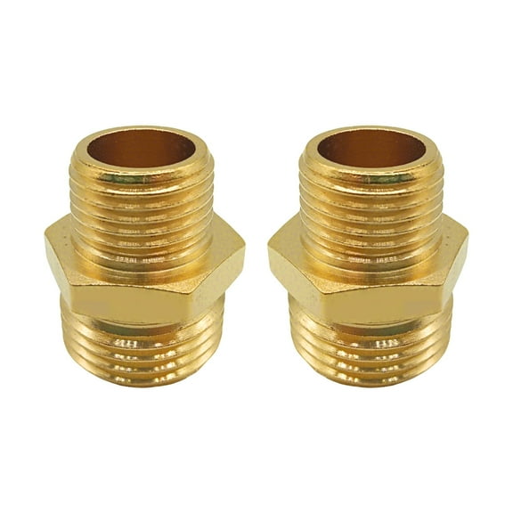 Youho Garden Hose Adapter Double Male Brass Swivel Thread Size 3/4 GHT Male to 1 NPT Male Garden Pipe Joint Extension Repair Fitting(2 packs)