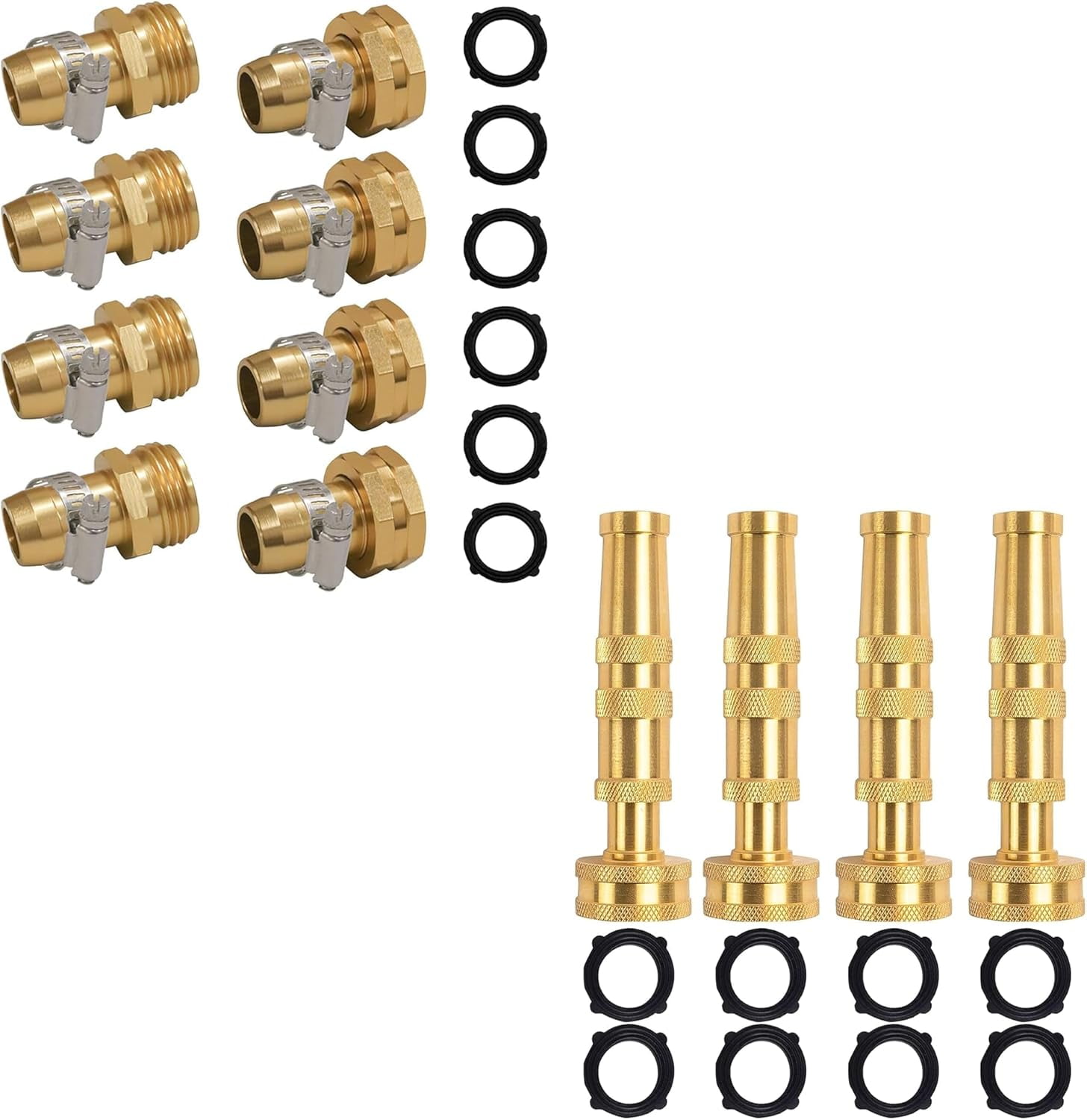 Garden Hose Aluminum Repair Kit 4 Inch Twist Brass Jet Nozzle Bundle