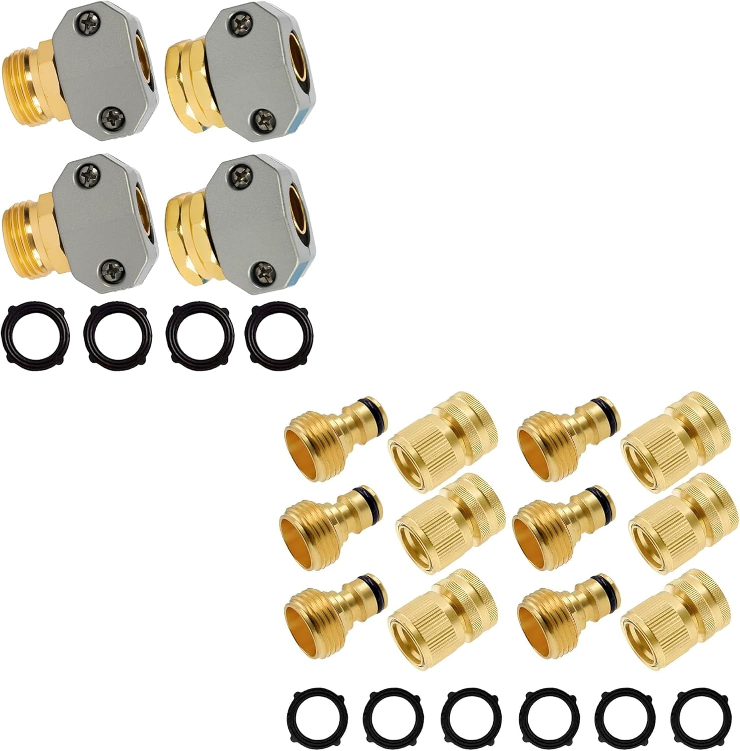 Garden Hose Aluminum Repair Kit Quick Connect Release Fittings Bundle